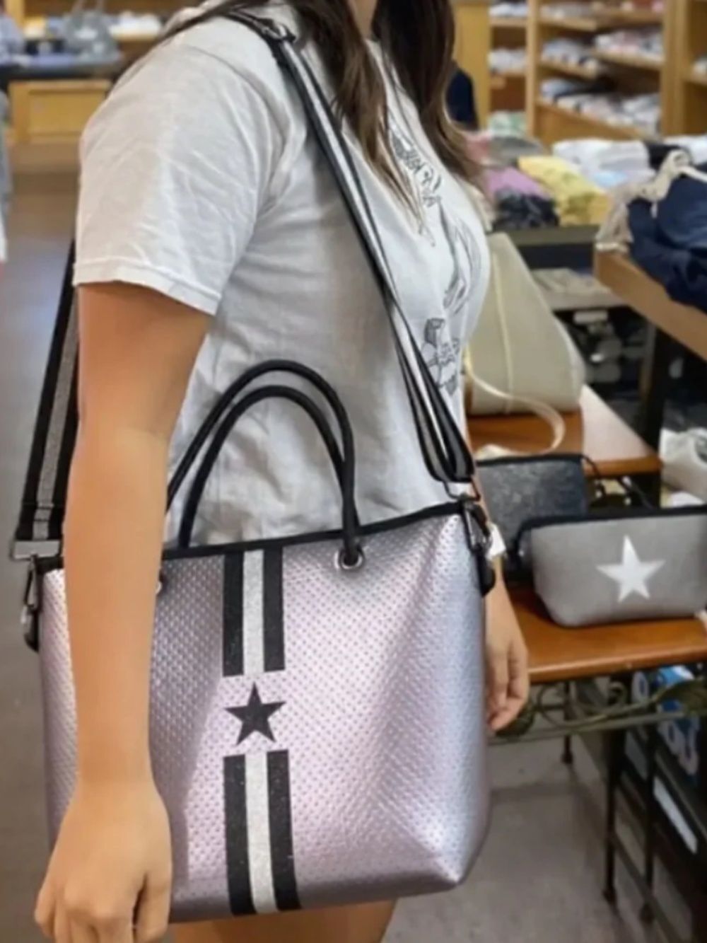 Small Coated Neoprene Tote Bag - Small Marks  - Small Pouch